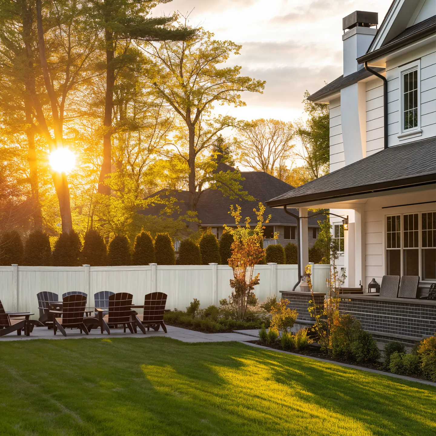 A beautiful fenced backyard.