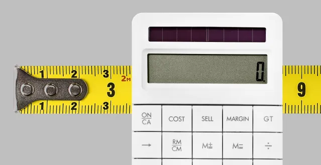 calculator and measuring tape